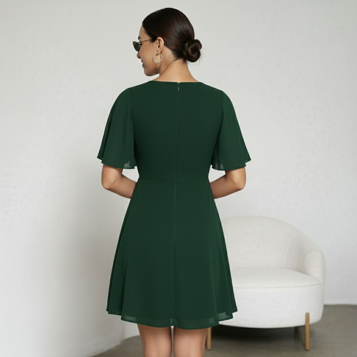 VESTIDO GASA CLÁSICO VERDE - 4