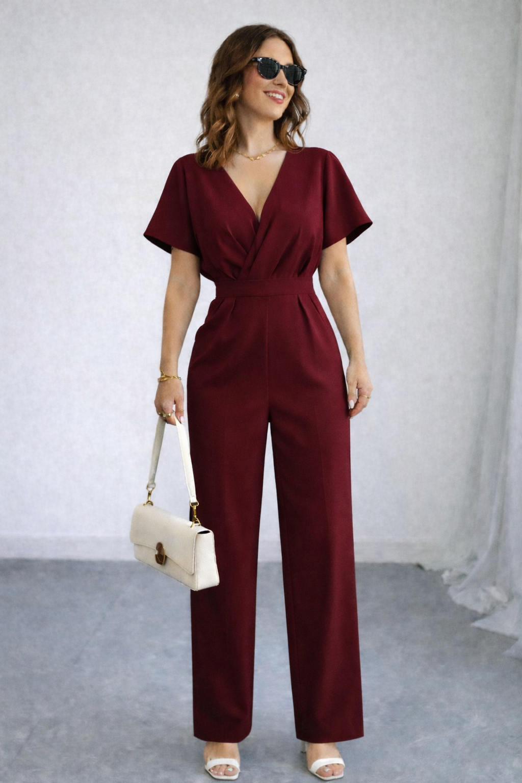 ENTERIZO PARA DAMA CON LAZO ROJO VINO - 1
