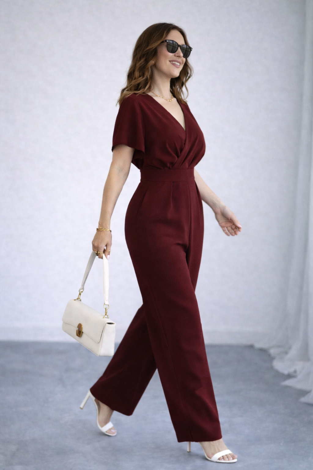 ENTERIZO PARA DAMA CON LAZO ROJO VINO - 3