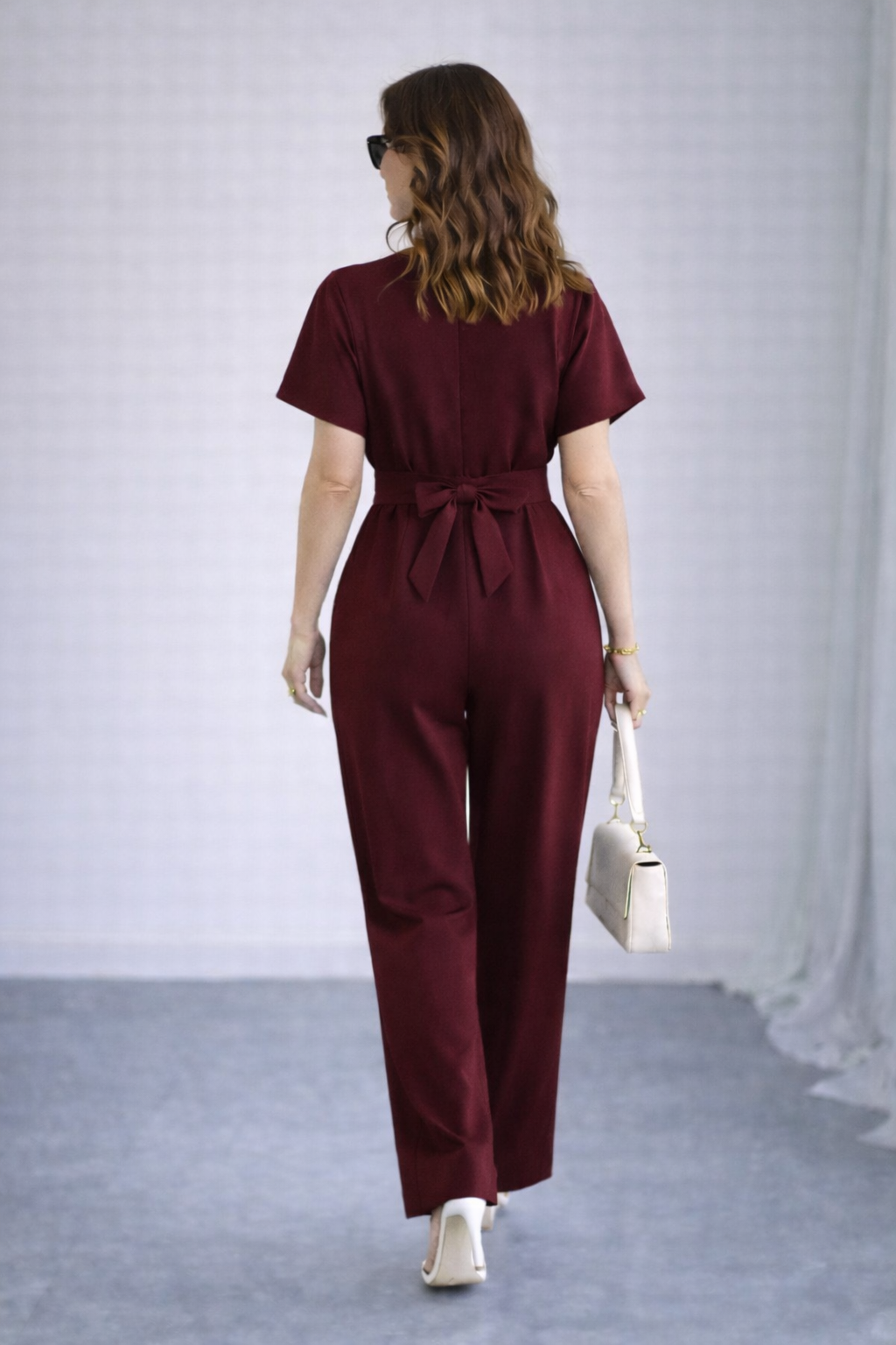 ENTERIZO PARA DAMA CON LAZO ROJO VINO - 4