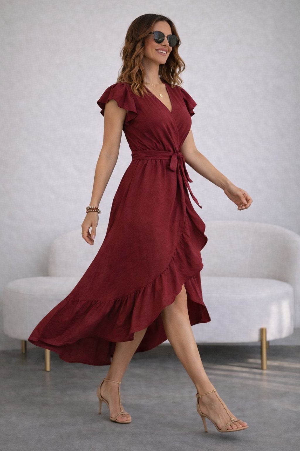 VESTIDO VIENA LARGO ROJO VINO PARA DAMA - 3