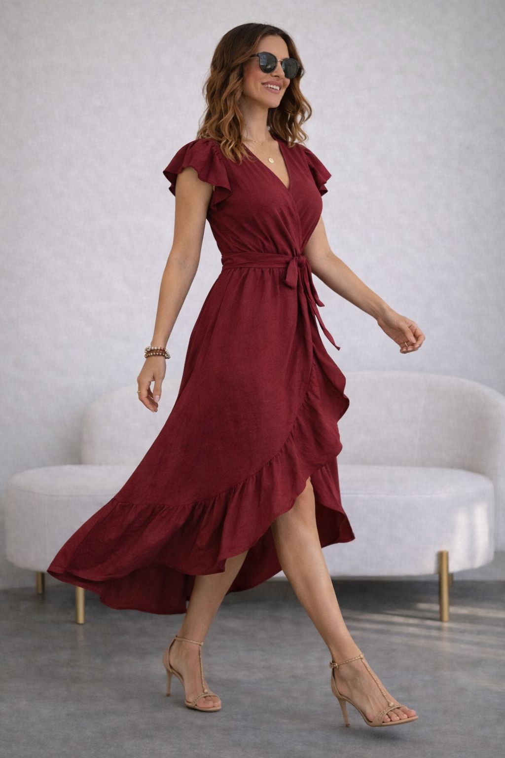 VESTIDO VIENA LARGO ROJO VINO PARA DAMA - 3