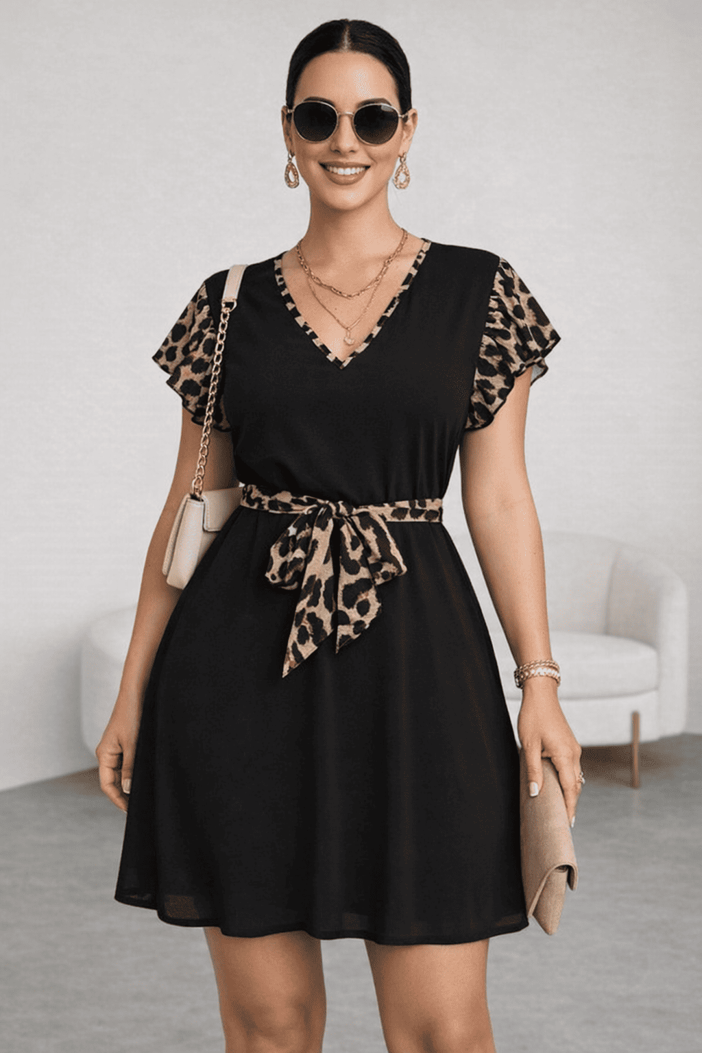 VESTIDO LEOPARDO CON LAZO - 1