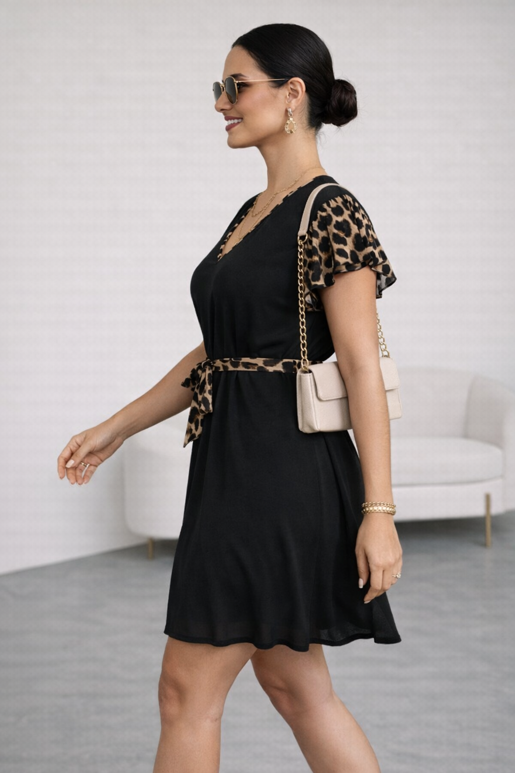 VESTIDO LEOPARDO CON LAZO - 3