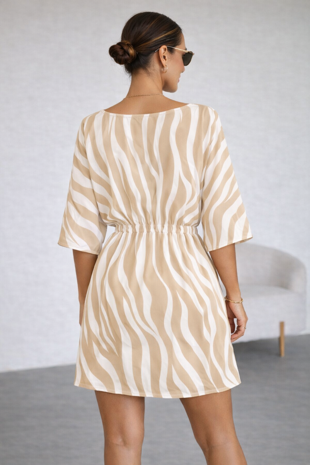 VESTIDO RAYAS BEIGE - 4