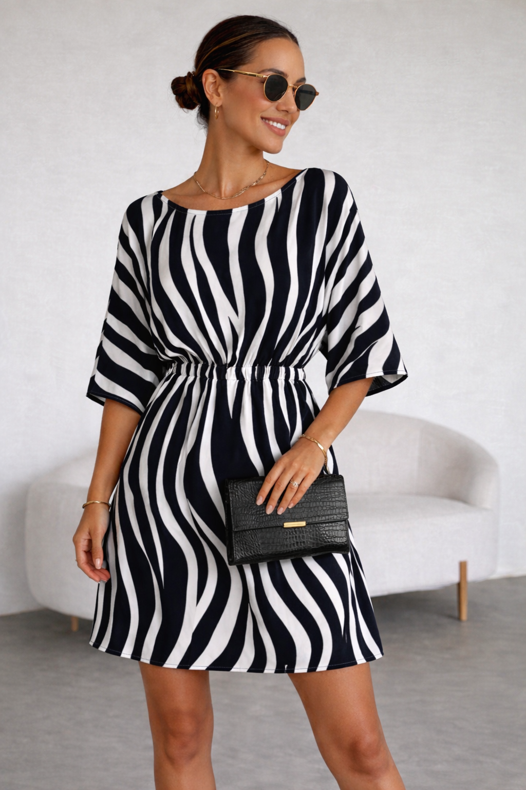 VESTIDO RAYAS NEGRO - 1
