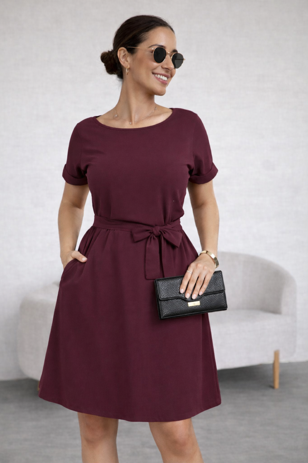 VESTIDO CON LAZO SCUBA - 1