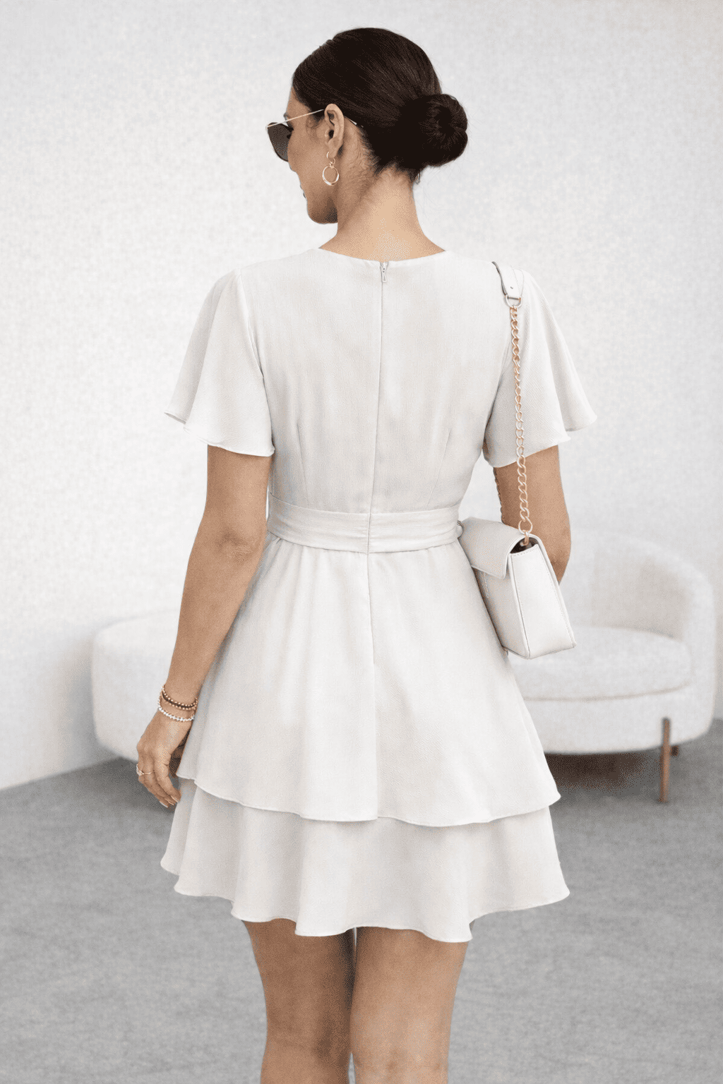 VESTIDO GASA CON LAZO PERLA - 4