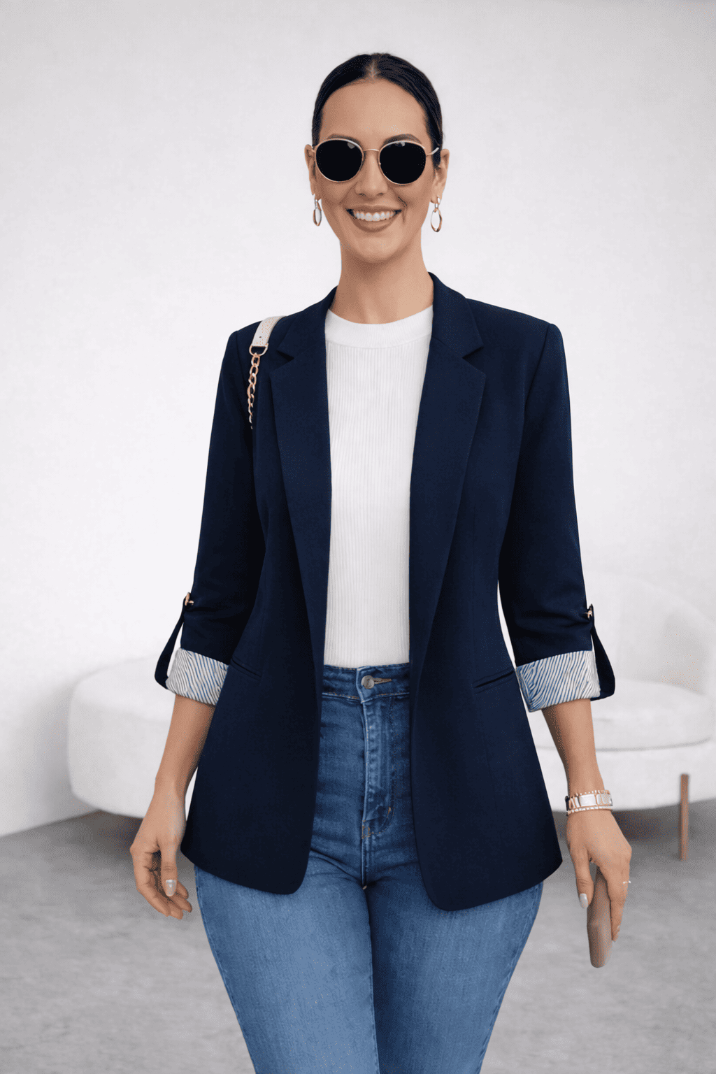 BLAZER RAYAS REVERSIBLE AZUL - 1