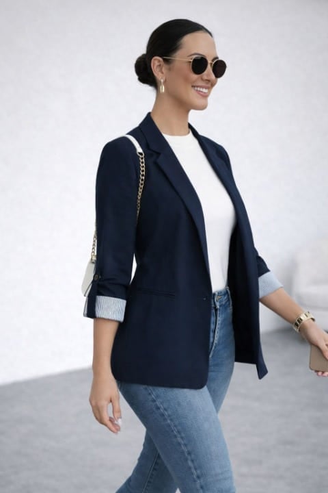 BLAZER RAYAS REVERSIBLE AZUL - 4