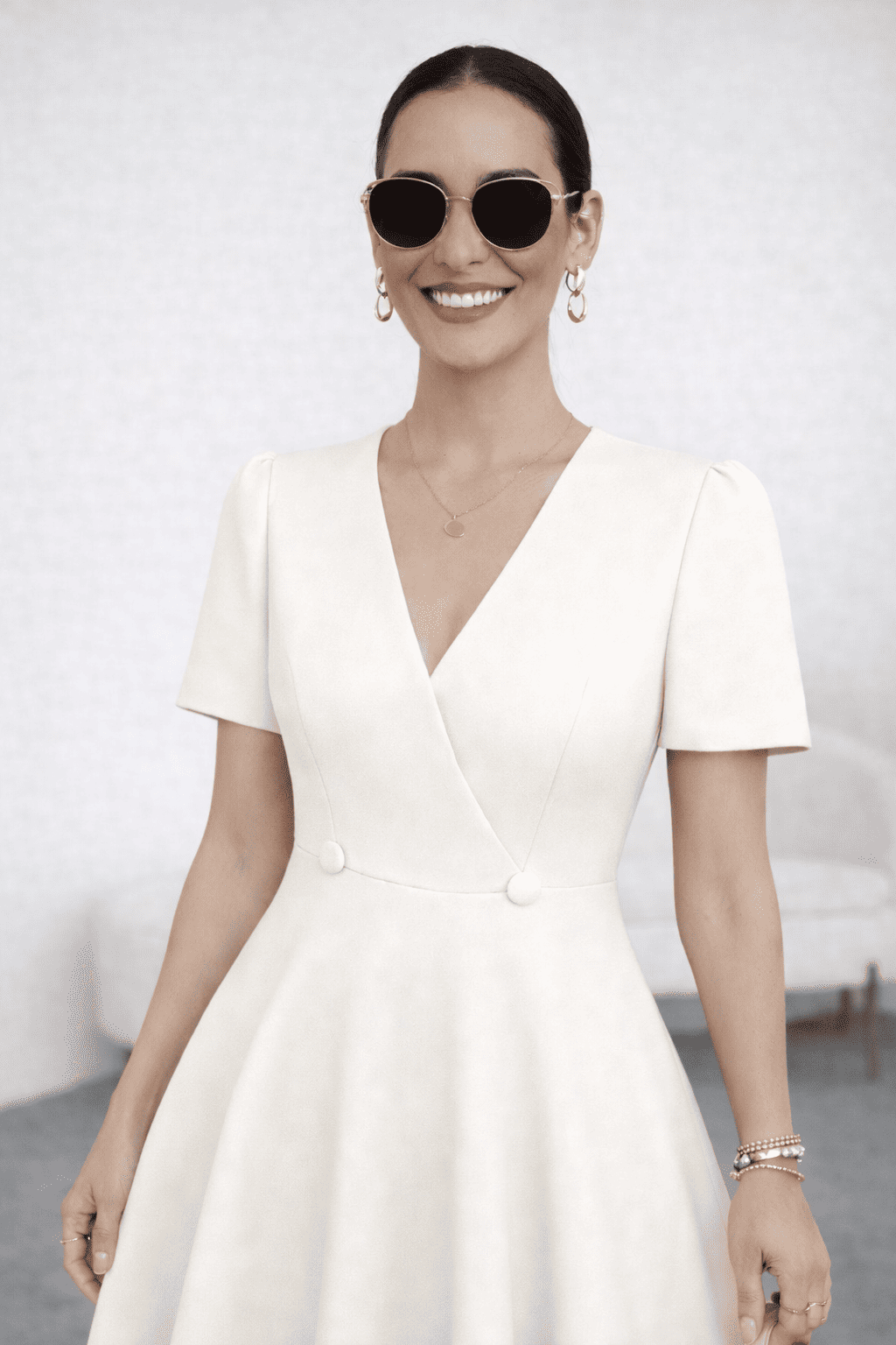VESTIDO CÓCTEL CON BOTONES PERLA - 2