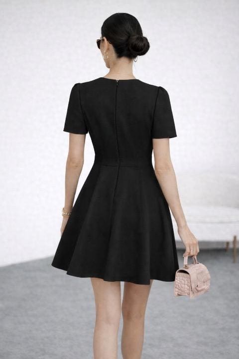 VESTIDO CÓCTEL CON BOTONES NEGRO - 4