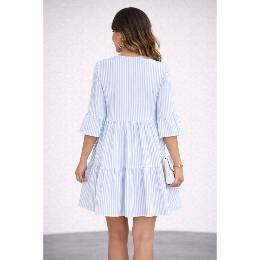 VESTIDO CAZAN BLANCO Y CELESTE - 3