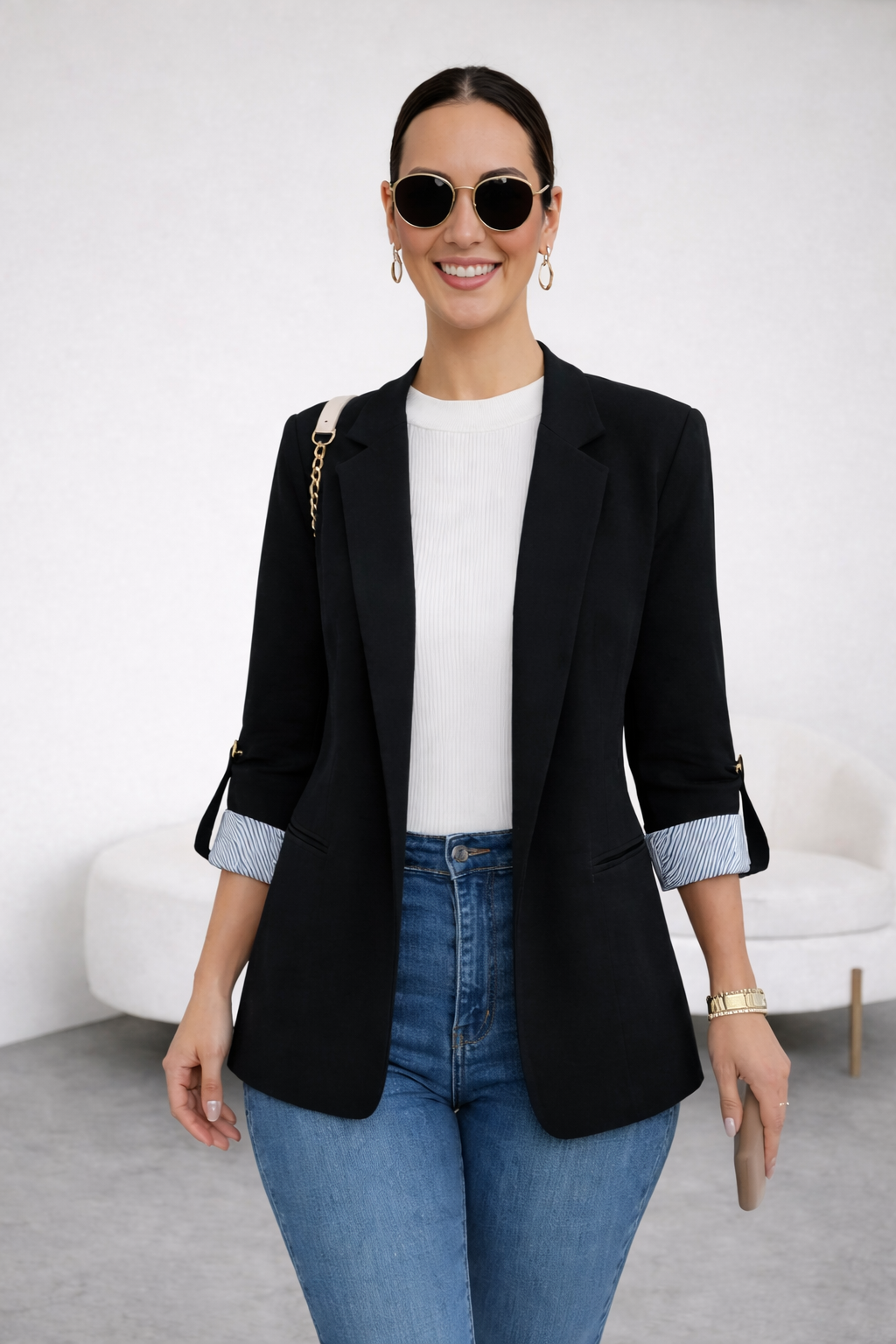BLAZER RAYAS REVERSIBLE NEGRO - 1