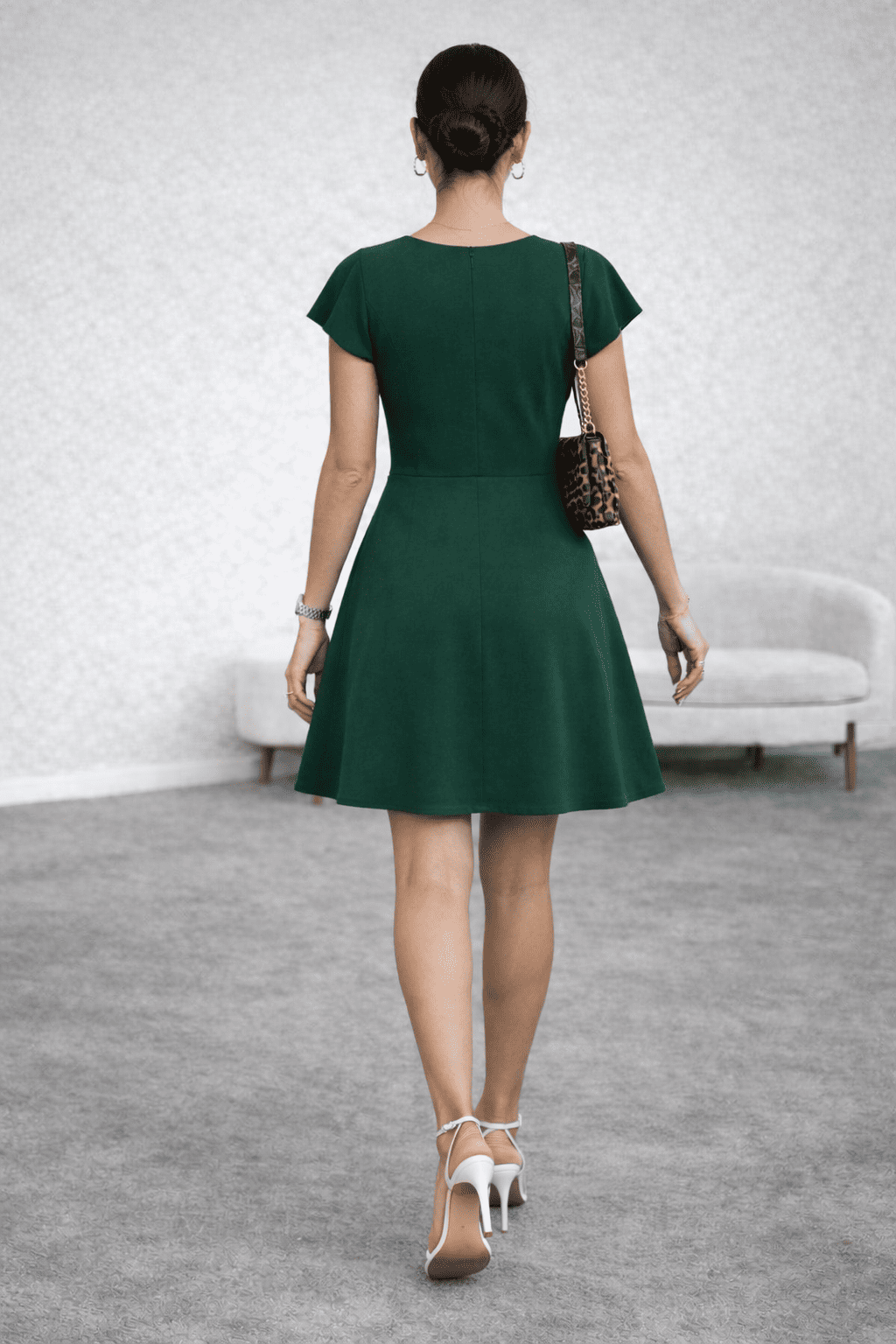 VESTIDO CAMPANA VERDE BOTELLA - 4