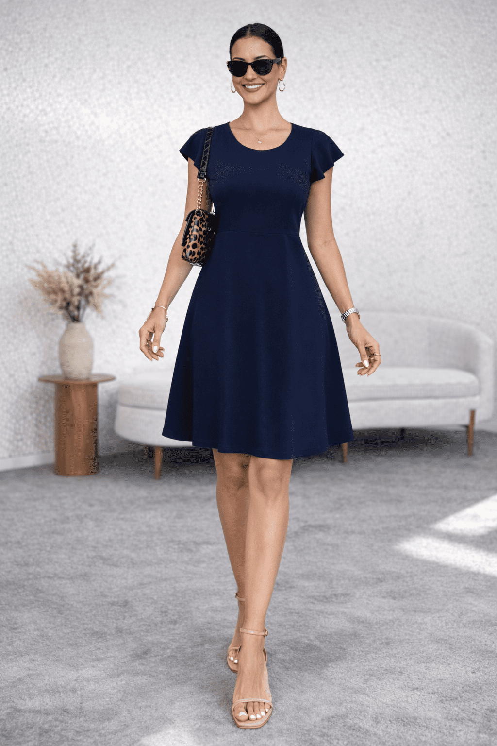 VESTIDO CAMPANA AZUL MARINO - 1