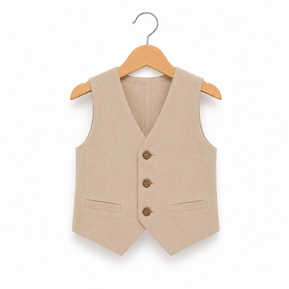 TERNO BEIGE PARA NIÑO PANTALÓN, CHALECO Y CORBATA - 4