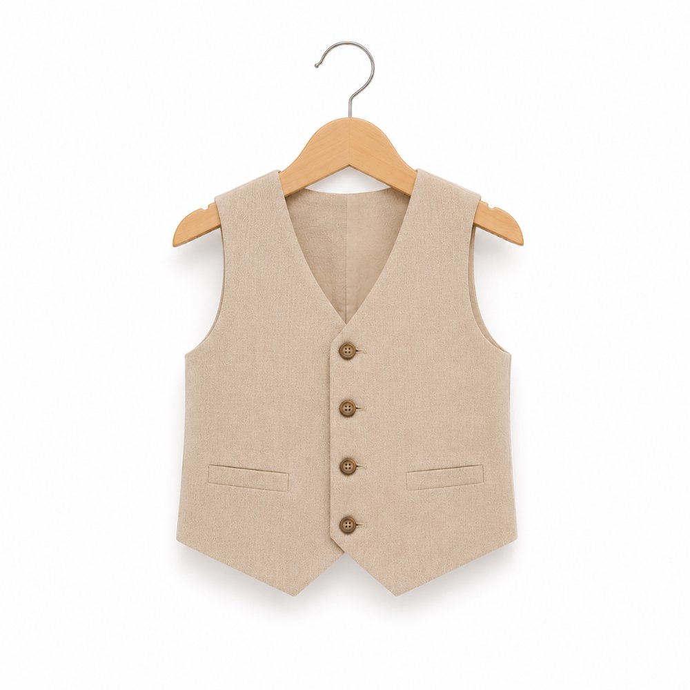 TERNO BEIGE PARA NIÑO PANTALÓN, CHALECO Y CORBATA - 5