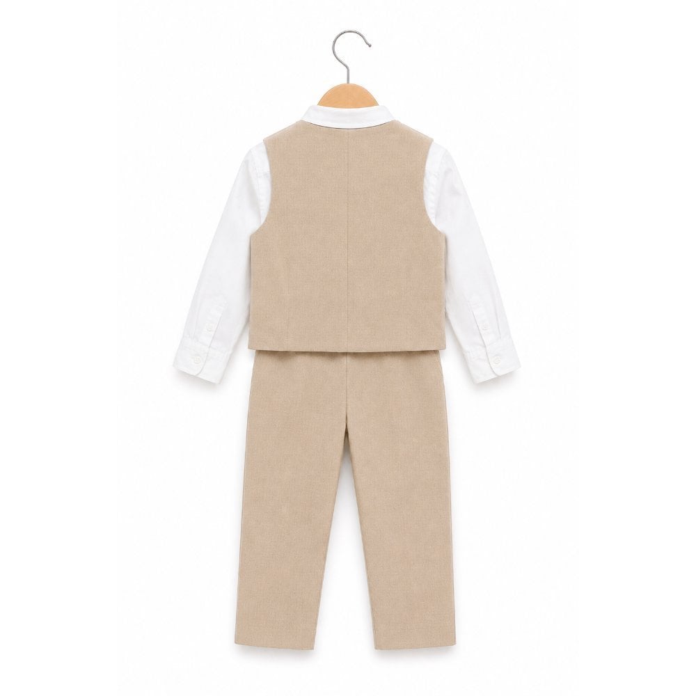 TERNO BEIGE PARA NIÑO PANTALÓN, CHALECO Y CORBATA - 6