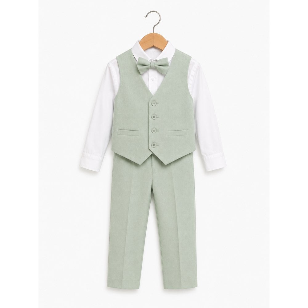 TERNO VERDE OLIVO PARA NIÑO PANTALÓN CHALECO Y CORBATA - 1