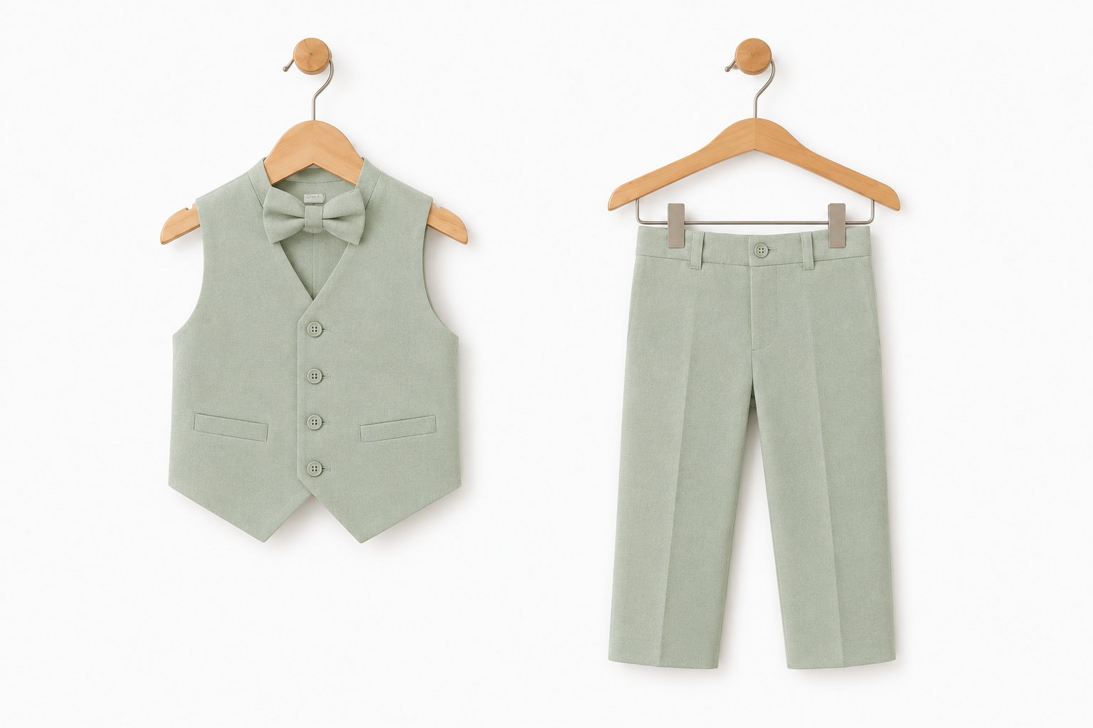 TERNO VERDE OLIVO PARA NIÑO PANTALÓN CHALECO Y CORBATA - 3