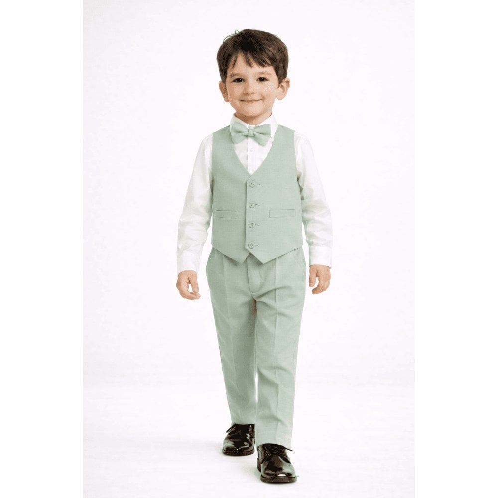 CONJUNTO VERDE OLIVA TRAJE FORMAL PANTALÓN, CHALECO Y CORBATA - 1