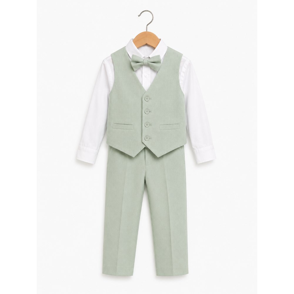 CONJUNTO BAUTIZO VERDE OLIVO TRAJE FORMAL PANTALÓN, CHALECO Y CORBATA - 3