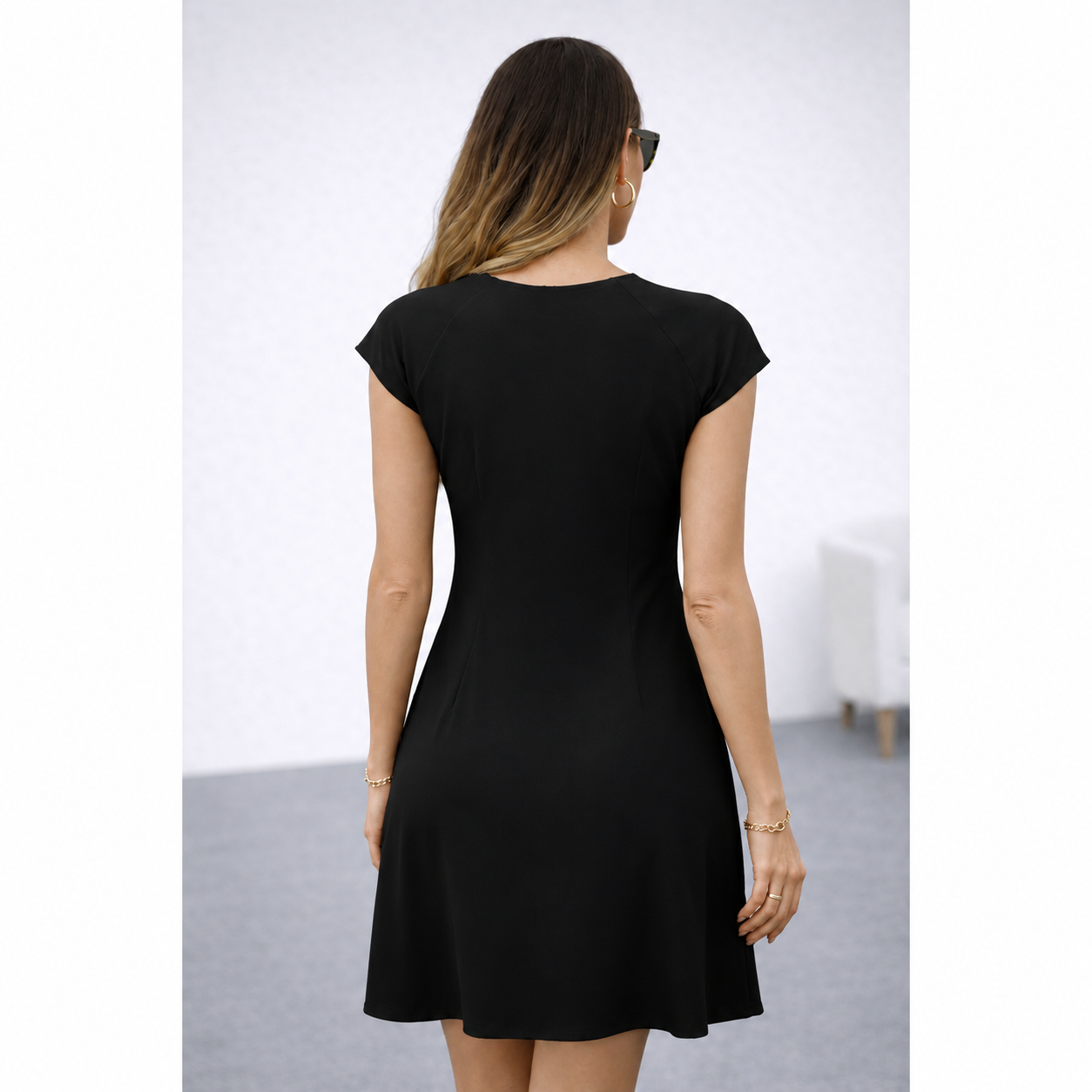 VESTIDO PLIZADO NEGRO EN SEDA FRANCESA - 4