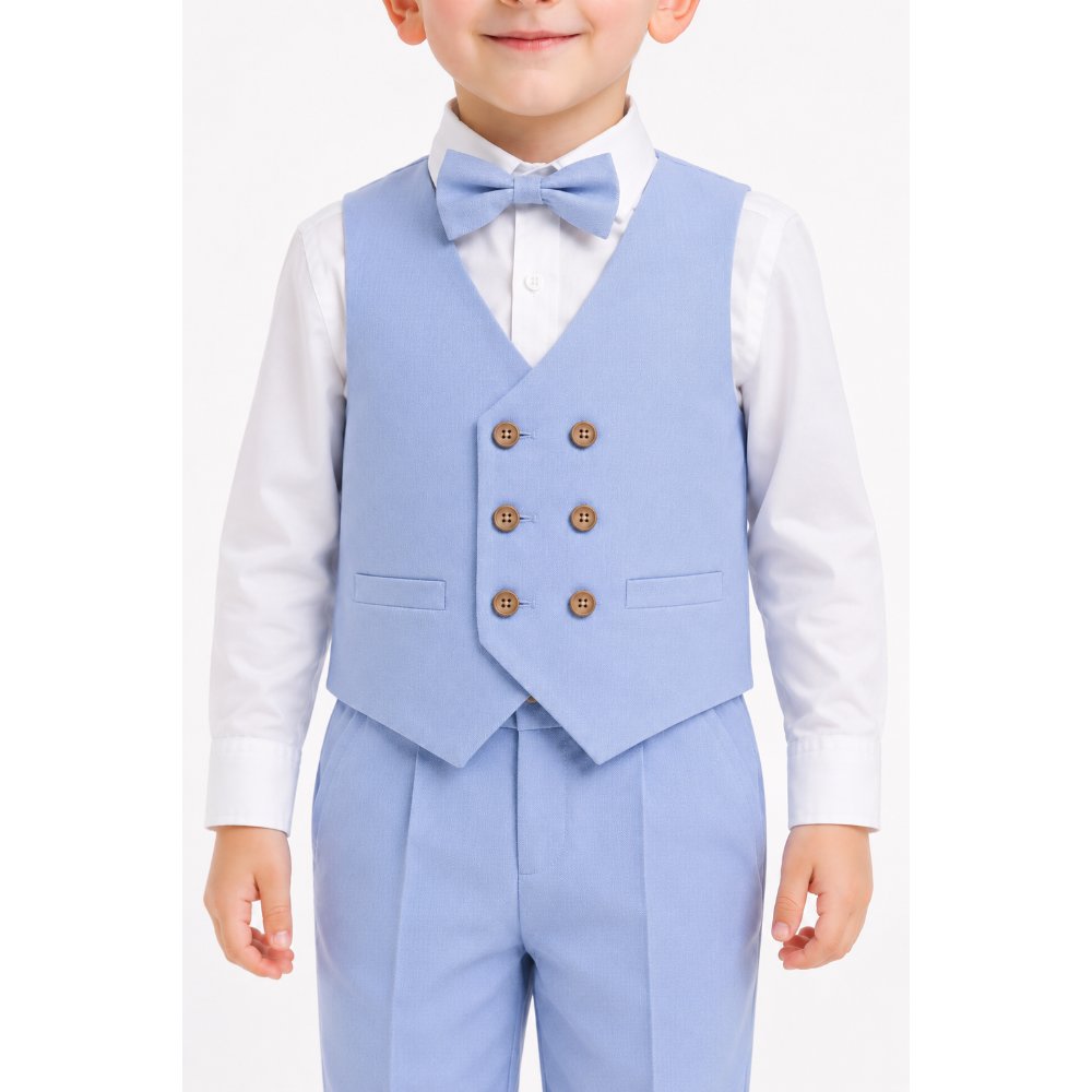 CONJUNTO CELESTE TRAJE FORMAL PANTALÓN, CHALECO Y CORBATA - 2