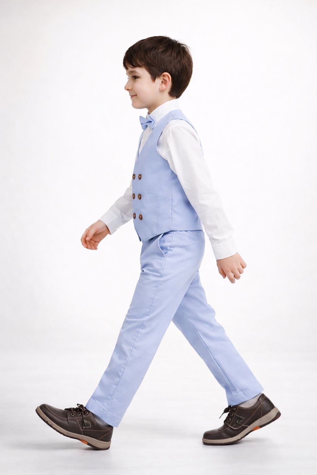 CONJUNTO CELESTE TRAJE FORMAL PANTALÓN, CHALECO Y CORBATA - 3