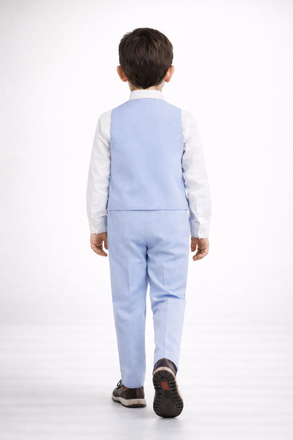 CONJUNTO CELESTE TRAJE FORMAL PANTALÓN, CHALECO Y CORBATA - 4