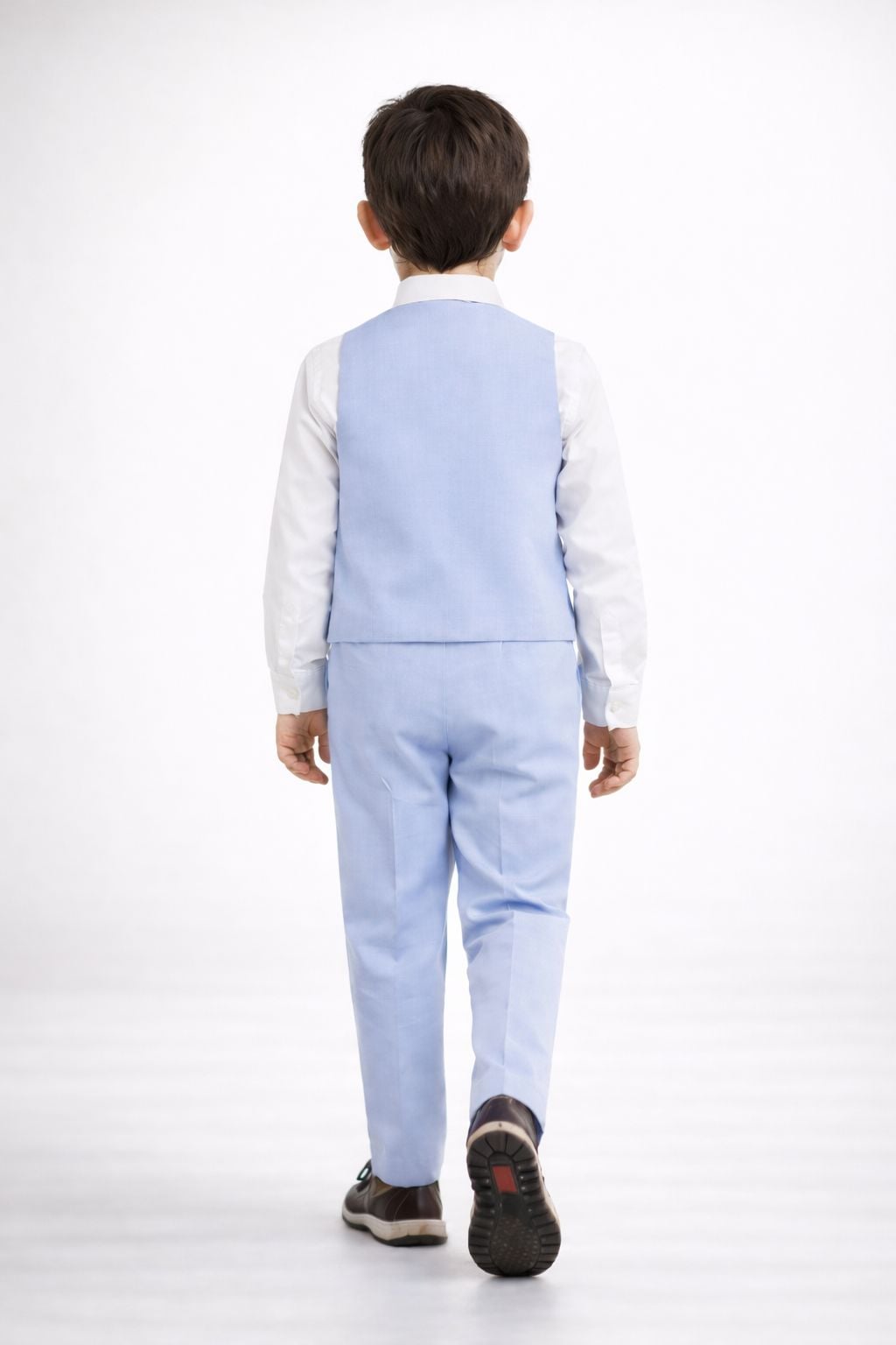 CONJUNTO CELESTE TRAJE FORMAL PANTALÓN, CHALECO Y CORBATA - 4