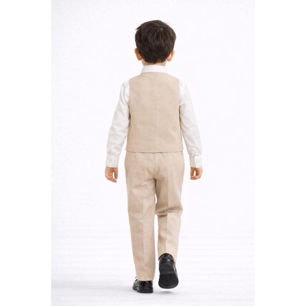 CONJUNTO BEIGE TRAJE FORMAL PANTALÓN, CHALECO Y CORBATA - 6