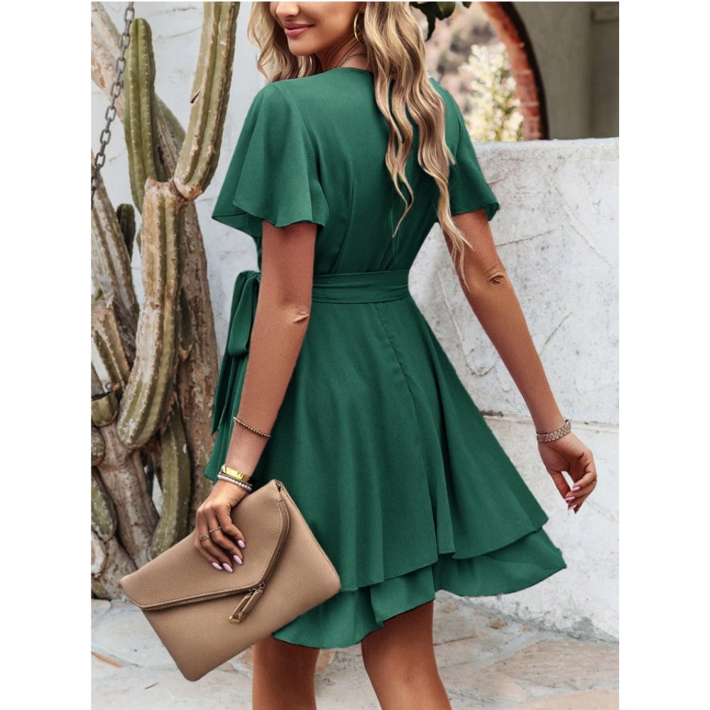 VESTIDO CÓCTEL GASA VERDE BOTELLA - 4