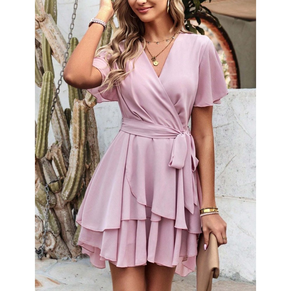 VESTIDO CÓCTEL GASA PALO ROSA - 2