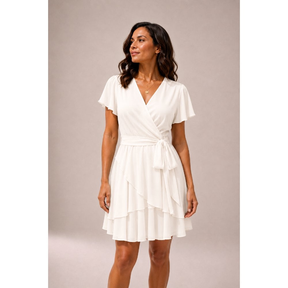 VESTIDO CÓCTEL CRUZADO CON LAZO PERLA - 1