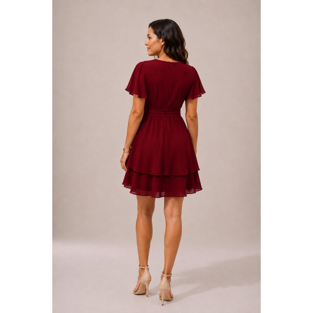 VESTIDO CÓCTEL CRUZADO CON ROJO VINO - 4