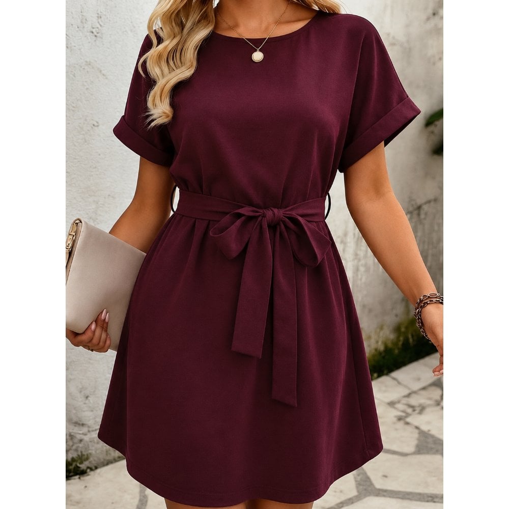 VESTIDO LAZO CLÁSICO GUINDA - 1