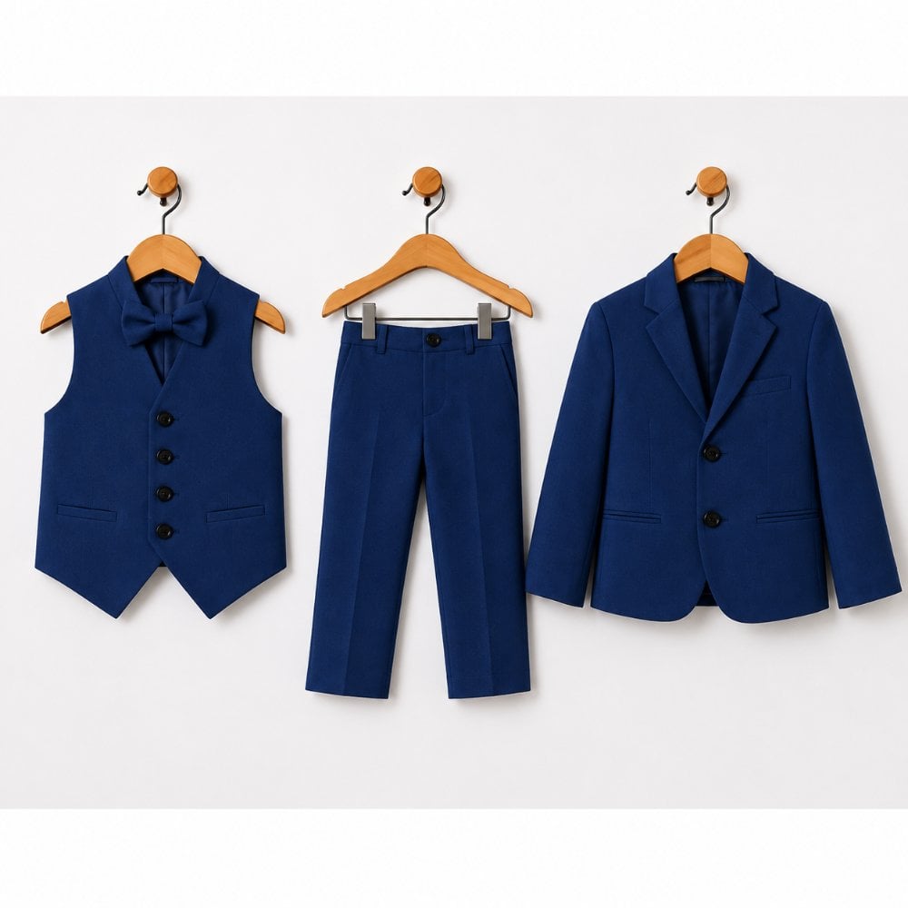 TERNO AZUL ACERO PARA NIÑO PANTALÓN, SACO, CHALECO Y CORBATA - 1