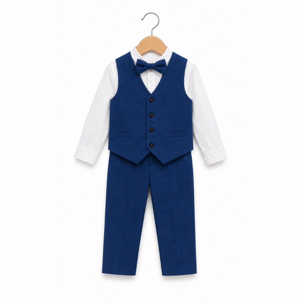TERNO AZUL ACERO PARA NIÑO PANTALÓN, SACO, CHALECO Y CORBATA - 3