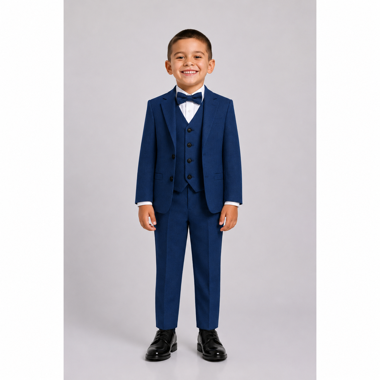 CONJUNTO BAUTIZO AZUL ACERO TRAJE FORMAL PANTALÓN, SACO, CHALECO Y CORBATA - 1