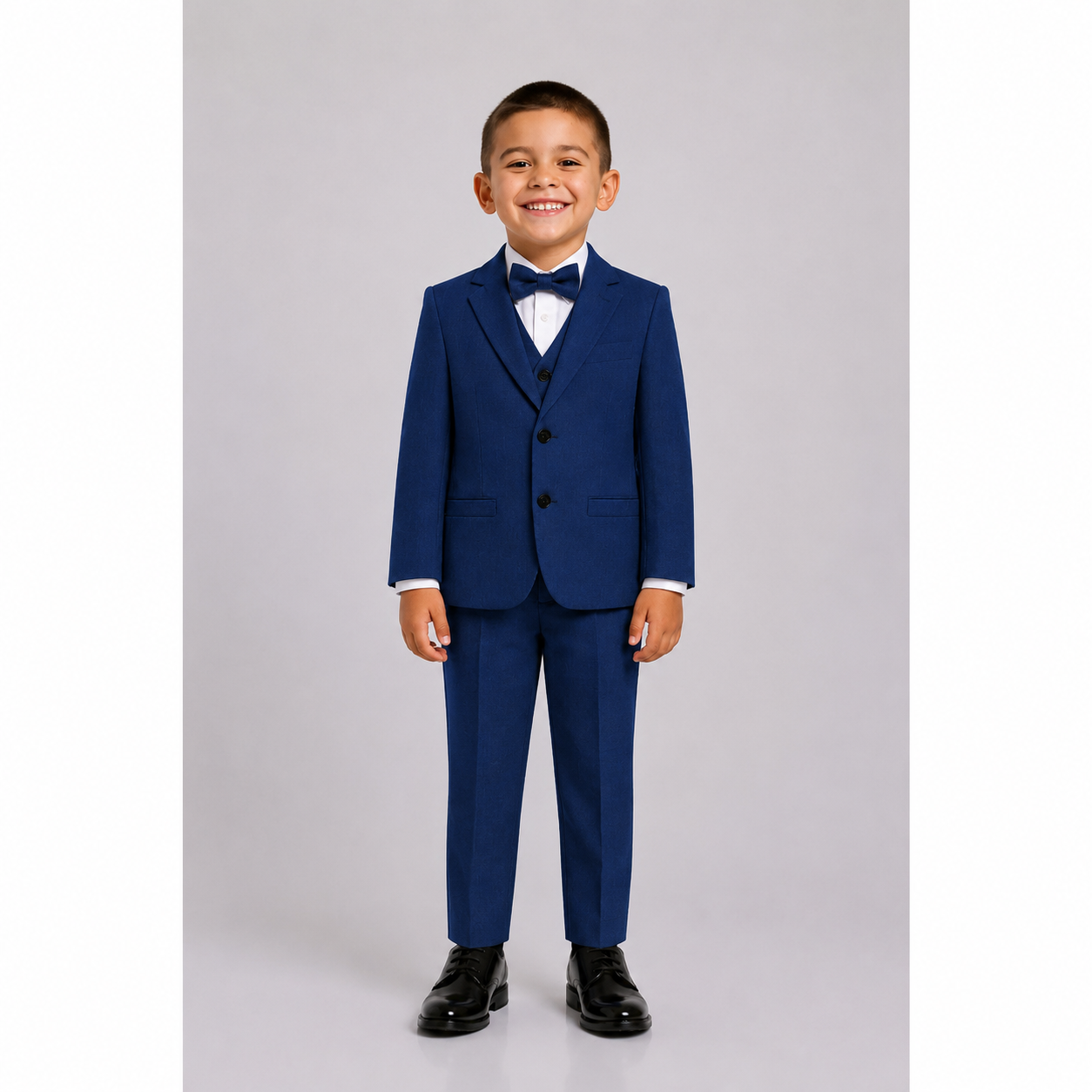 CONJUNTO BAUTIZO AZUL ACERO TRAJE FORMAL PANTALÓN, SACO, CHALECO Y CORBATA - 2