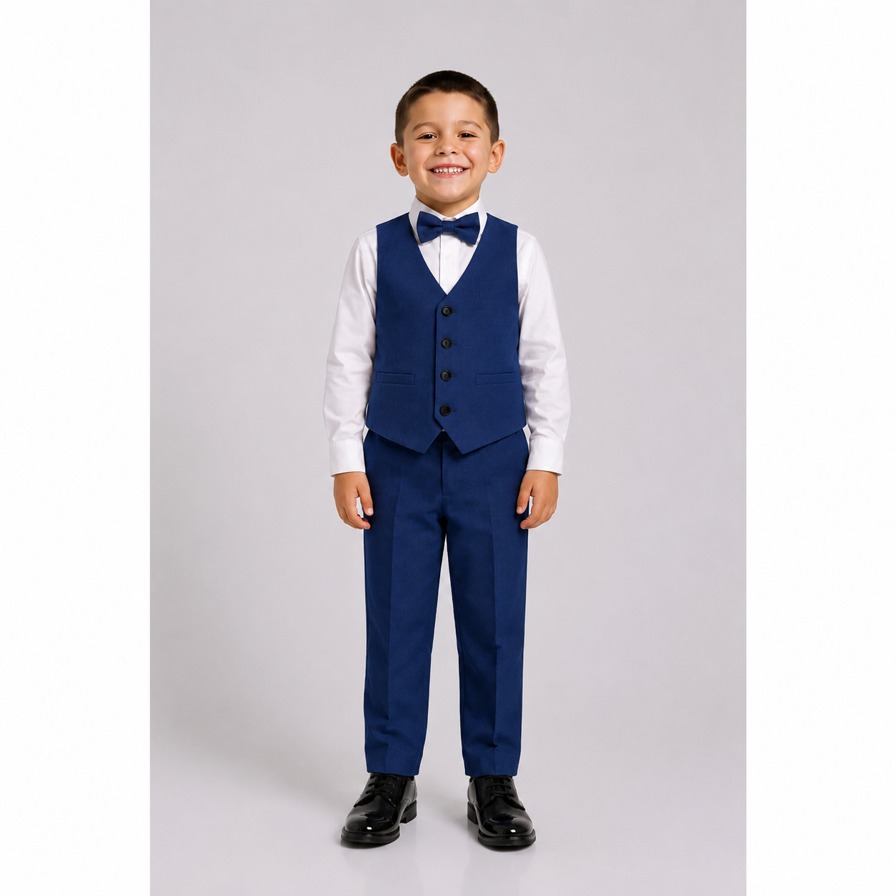 CONJUNTO BAUTIZO AZUL ACERO TRAJE FORMAL PANTALÓN, SACO, CHALECO Y CORBATA - 3