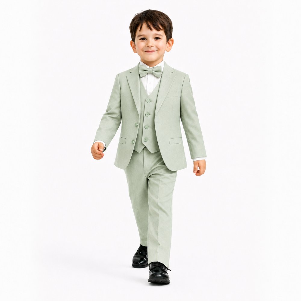 CONJUNTO VERDE OLIVA TRAJE FORMAL PANTALÓN, SACO, CHALECO Y CORBATA - 1