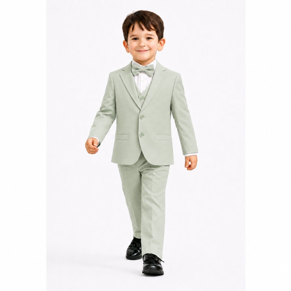 CONJUNTO VERDE OLIVA TRAJE FORMAL PANTALÓN, SACO, CHALECO Y CORBATA - 2