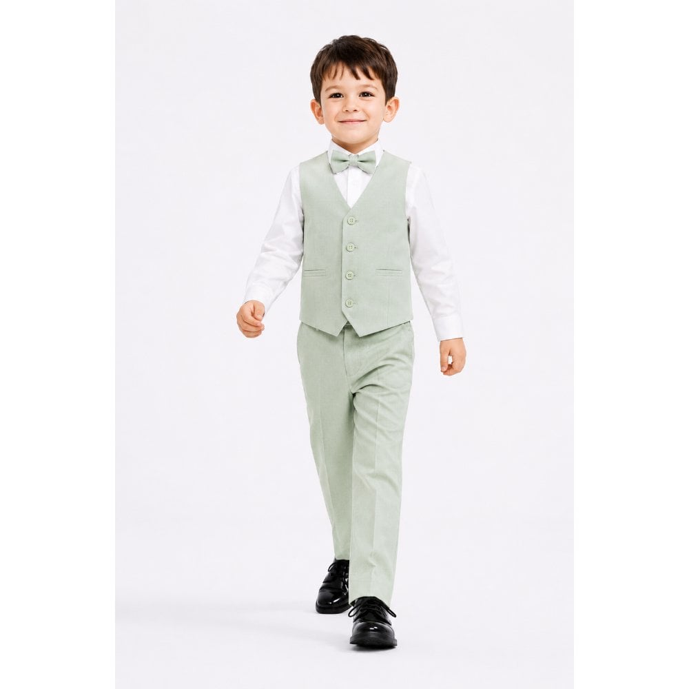 CONJUNTO VERDE OLIVA TRAJE FORMAL PANTALÓN, SACO, CHALECO Y CORBATA - 3