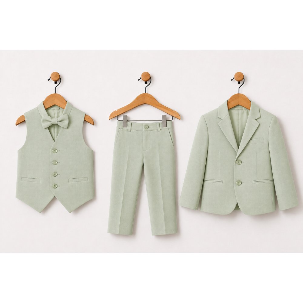 CONJUNTO VERDE OLIVA TRAJE FORMAL PANTALÓN, SACO, CHALECO Y CORBATA - 5