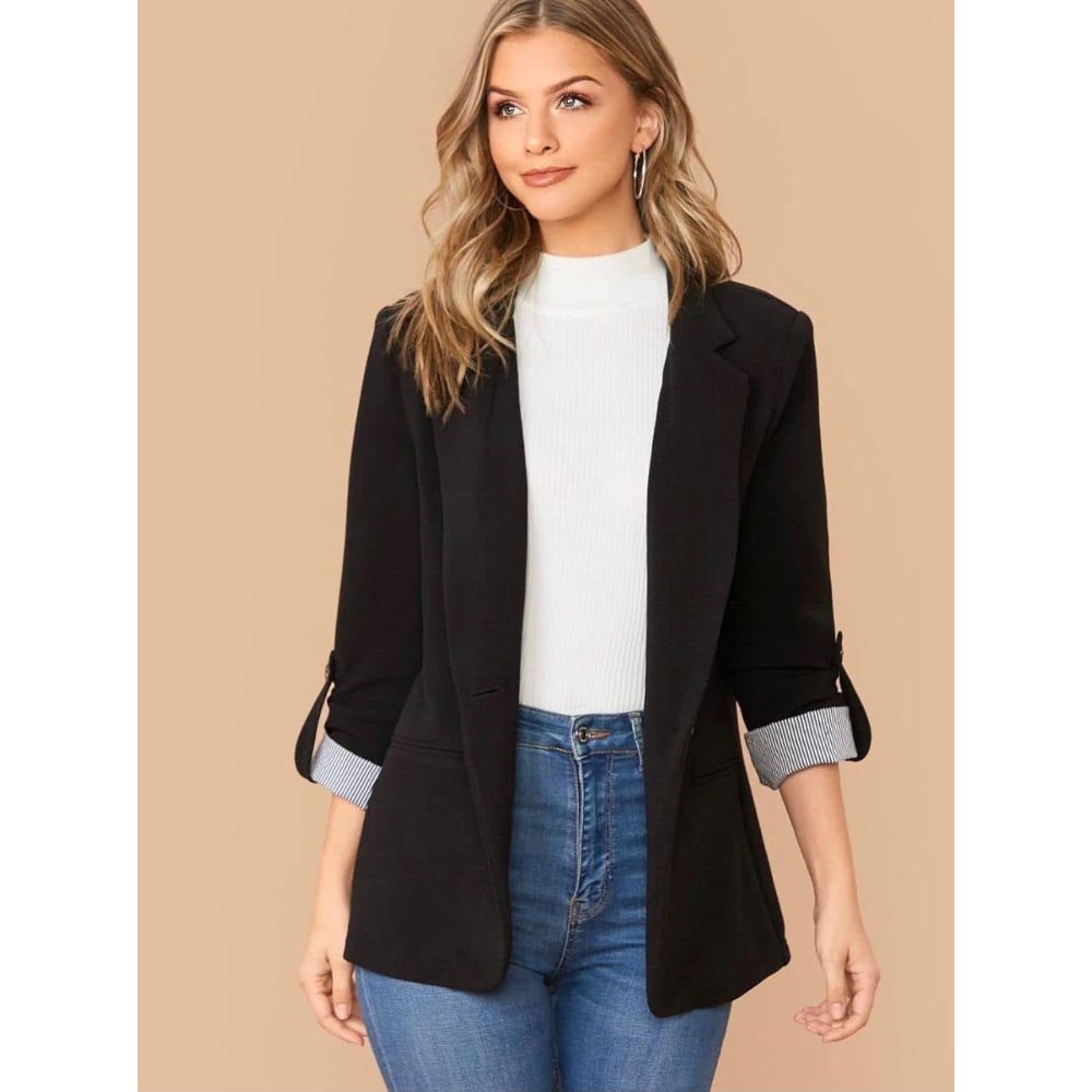 BLAZER RAYAS REVERSIBLE NEGRO FEMENINO - 1