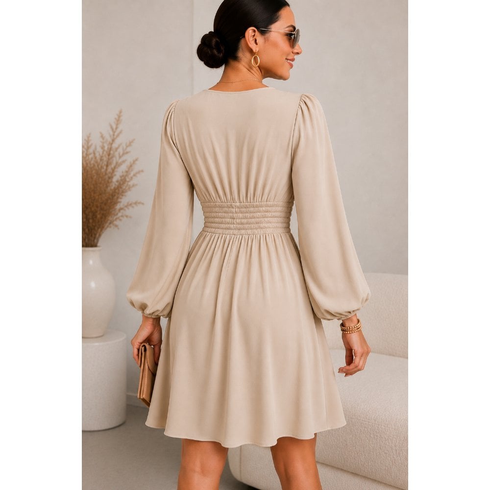 VESTIDO MIDI MANGA LARGA DRAPEADO - 4