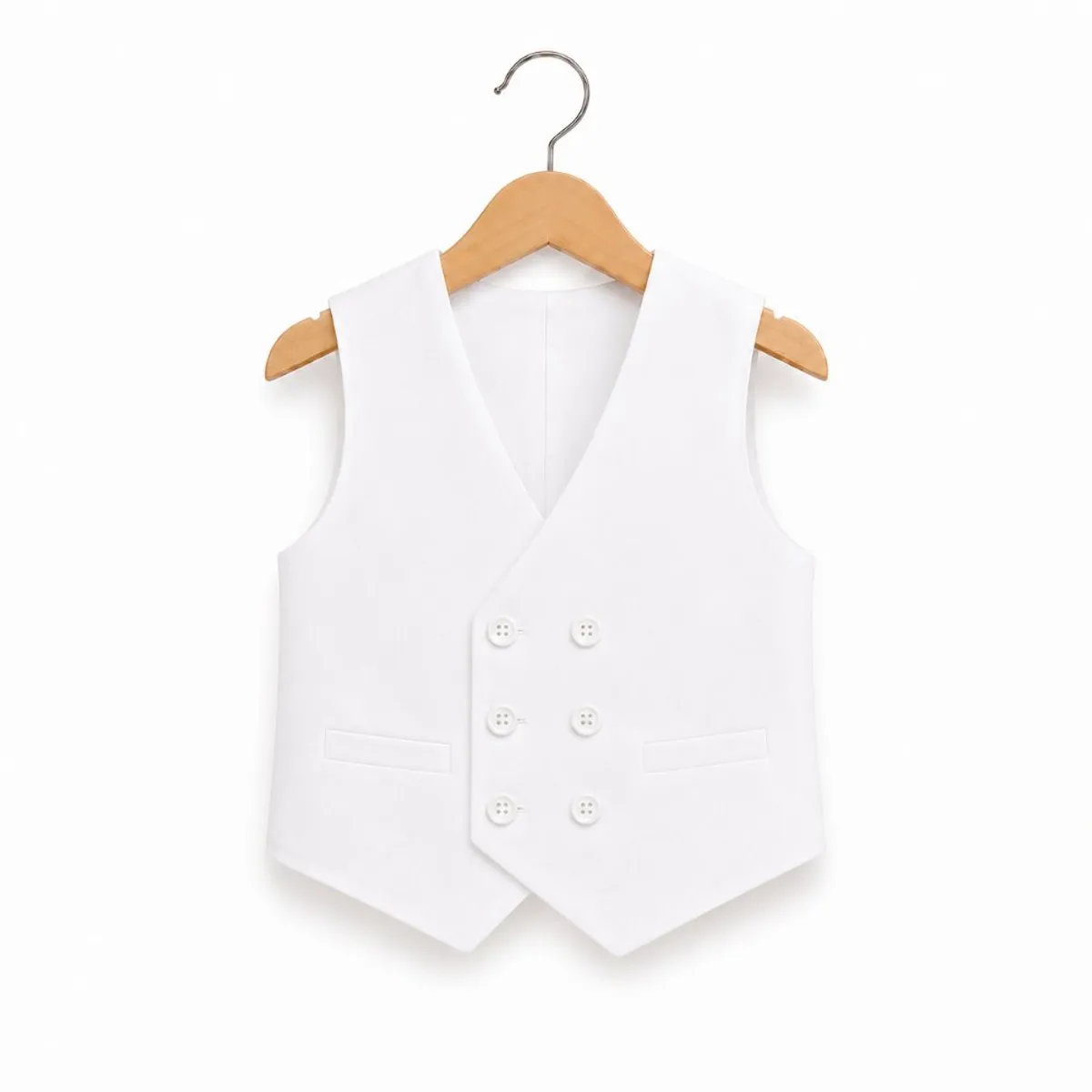 TERNO BLANCO PARA NIÑO PANTALÓN, CHALECO Y CORBATA - 4